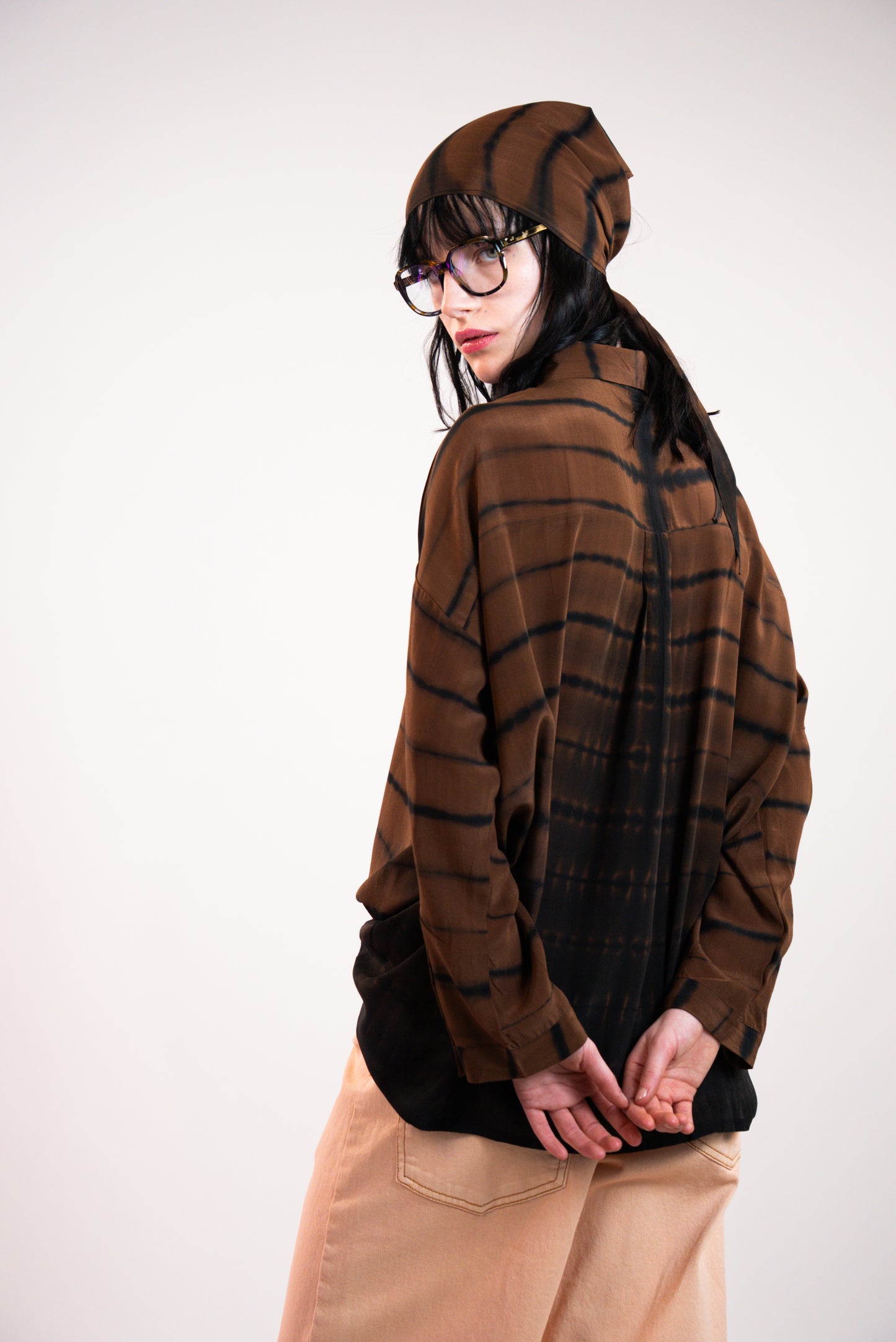 NOUS antwerp KEIKO BLOUSE ladder chocolate