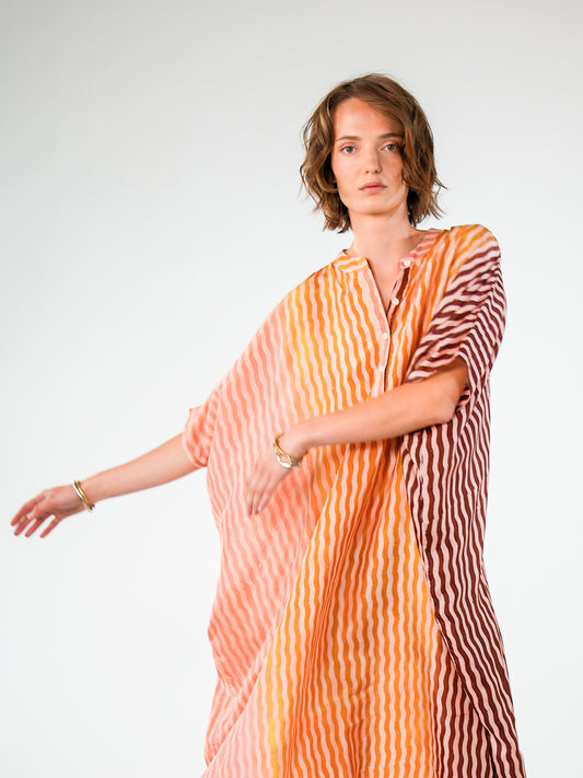NOUS antwerp LORE silk KAFTAN river pink