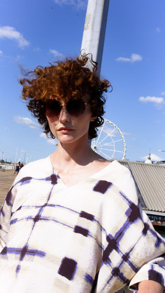 NOUS antwerp LUCIL TOP plaid print cream