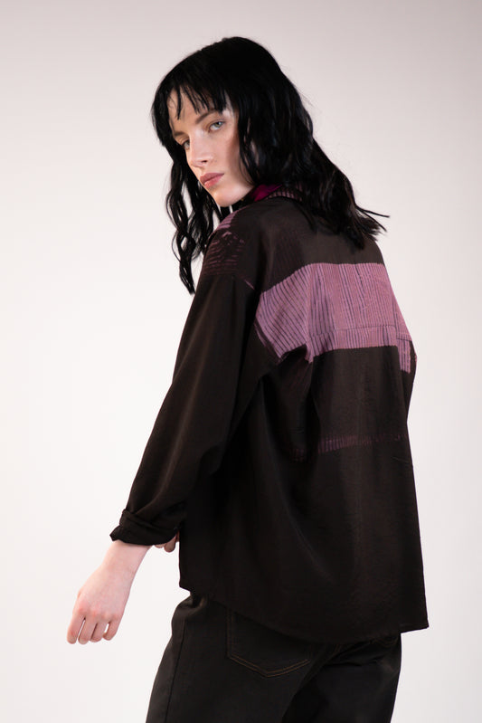 NOUS antwerp MEGHAN BLOUSE placement lines chocolate
