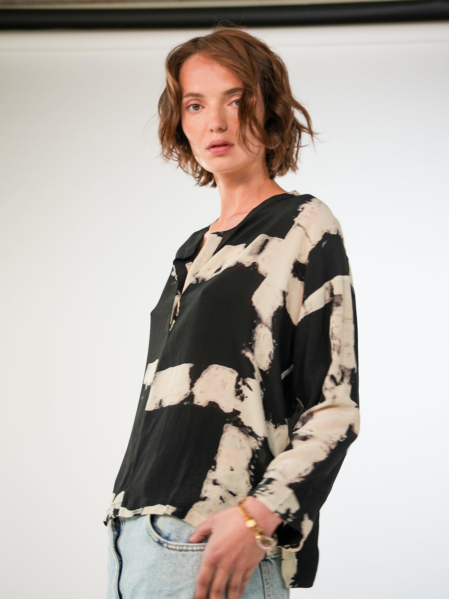 NOUS antwerp ABBIE BLOUSE blocks ecru