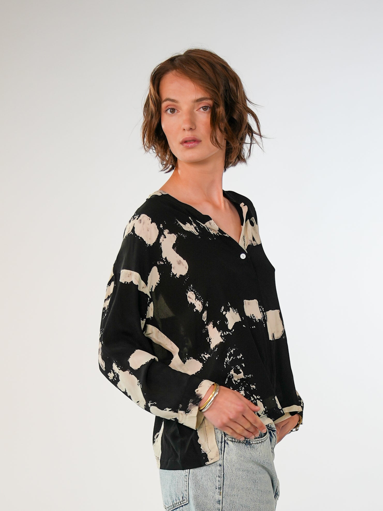 NOUS antwerp ABBIE BLOUSE blocks ecru
