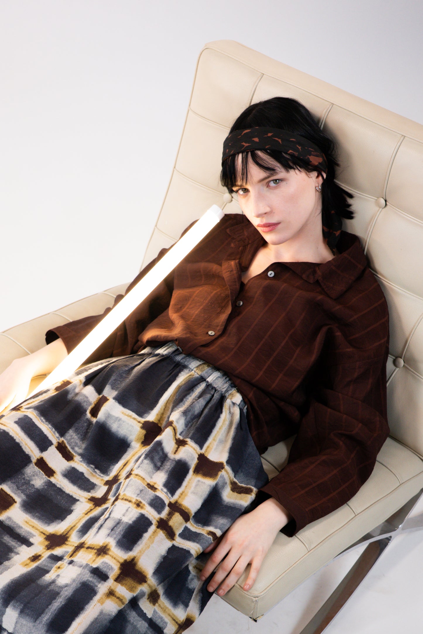 NOUS antwerp AMY SKIRT plaid print carbon