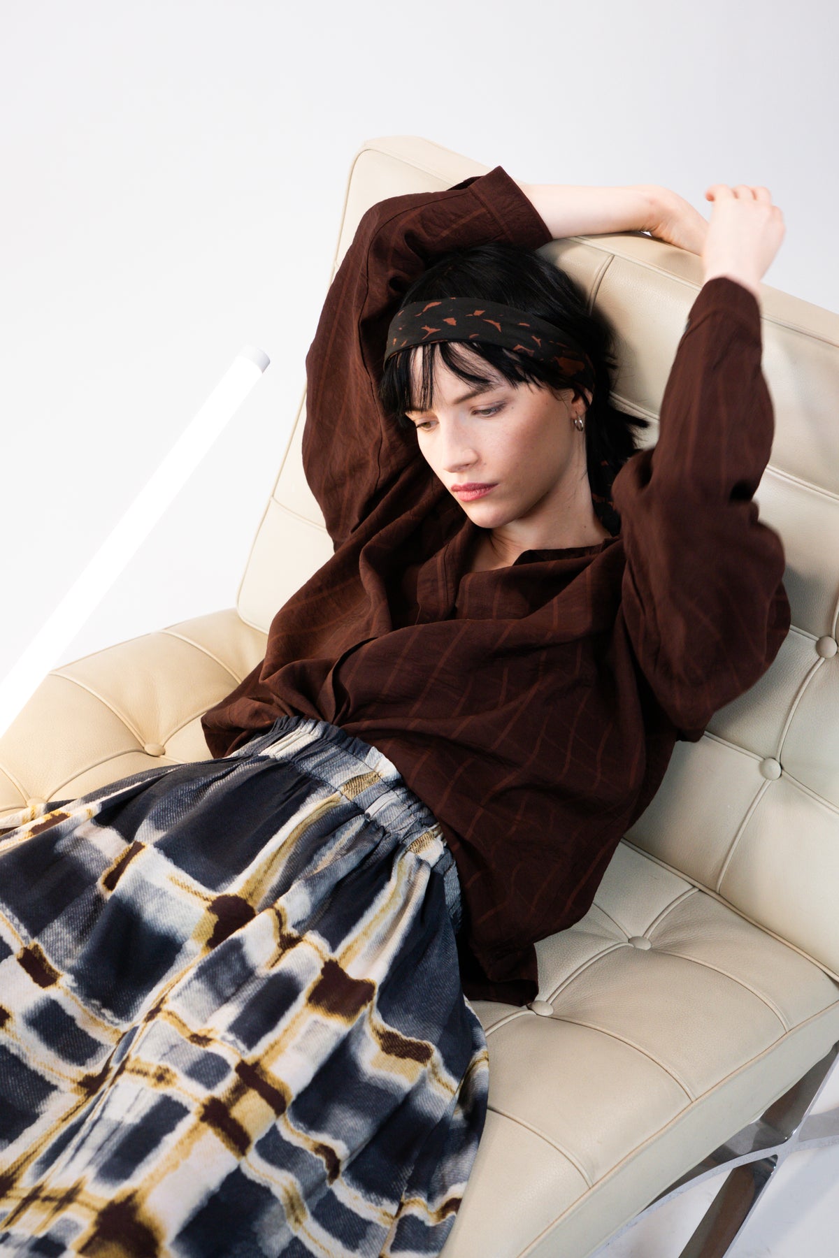 NOUS antwerp AMY SKIRT plaid print carbon