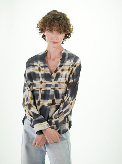 NOUS antwerp CARINA BLOUSE plaid print carbon