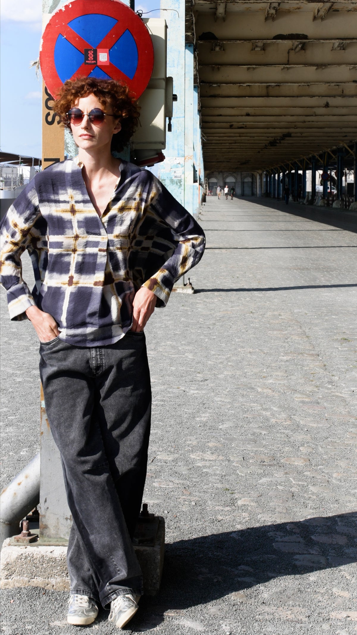 NOUS antwerp CARINA BLOUSE plaid print carbon