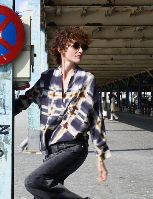 NOUS antwerp CARINA BLOUSE plaid print carbon