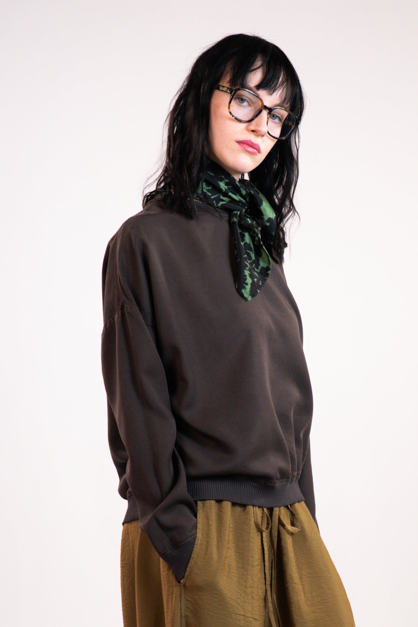 NOUS antwerp CHLOE TOP vintage overdye chocolate