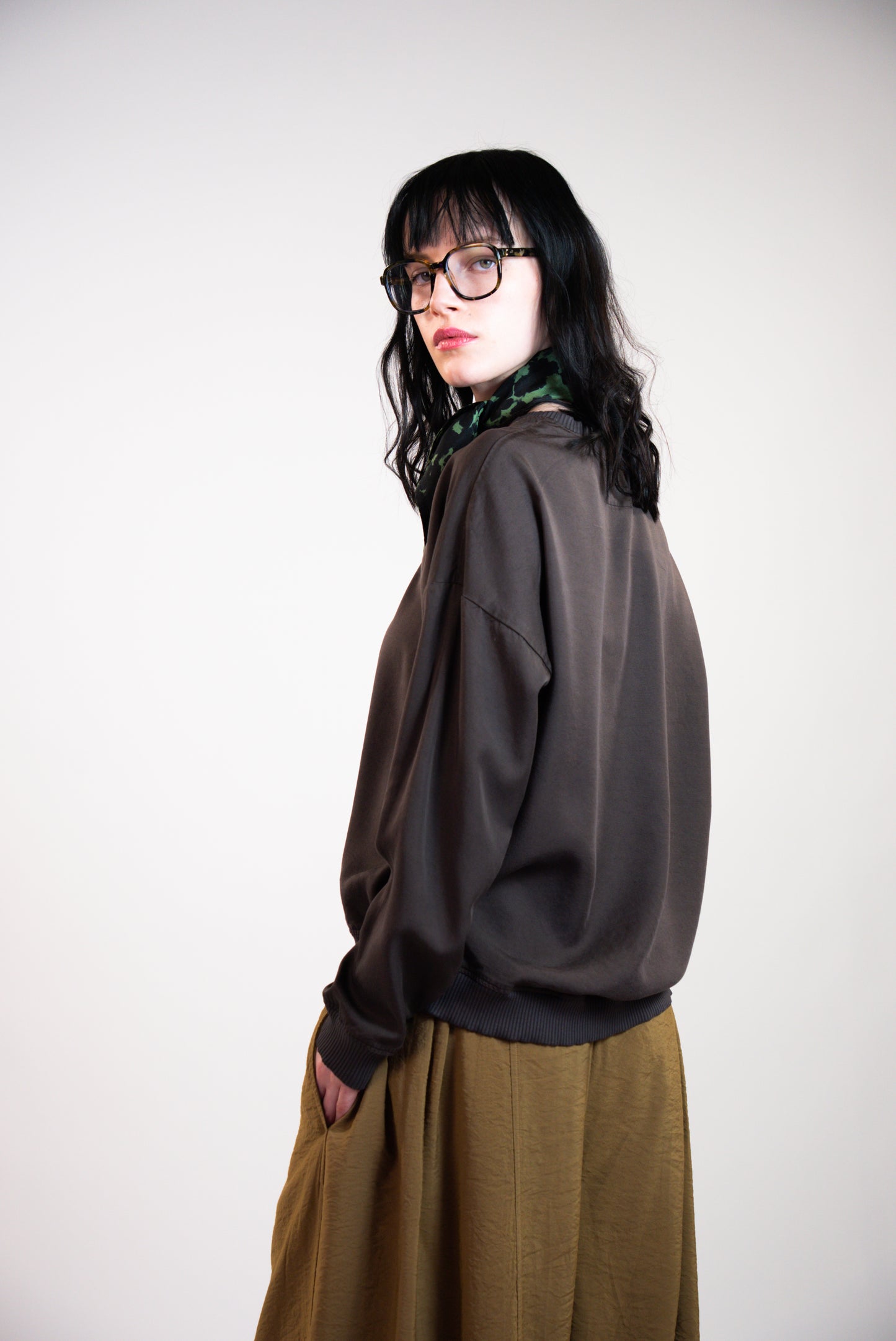 NOUS antwerp CHLOE TOP vintage overdye chocolate