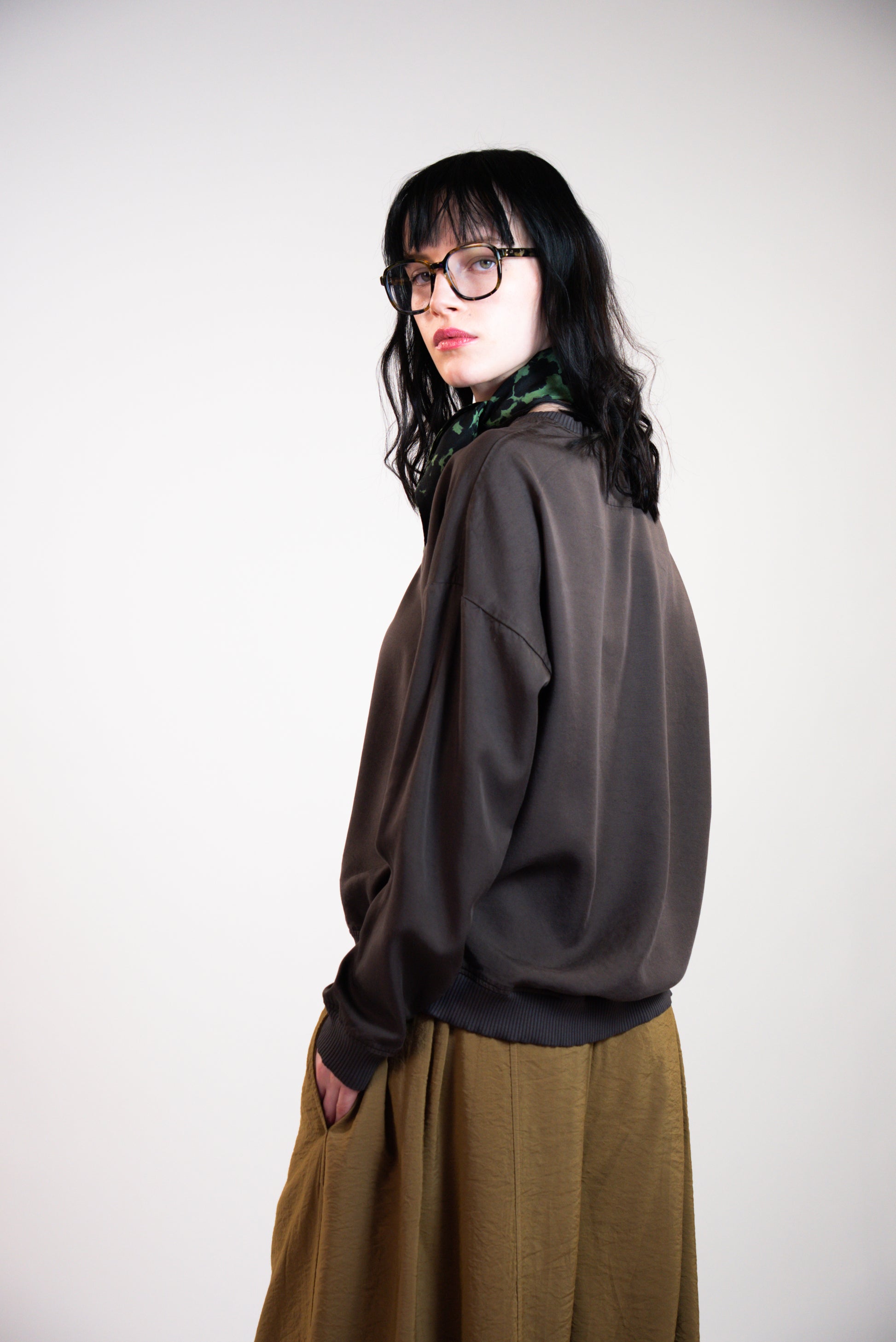 NOUS antwerp CHLOE TOP vintage overdye chocolate