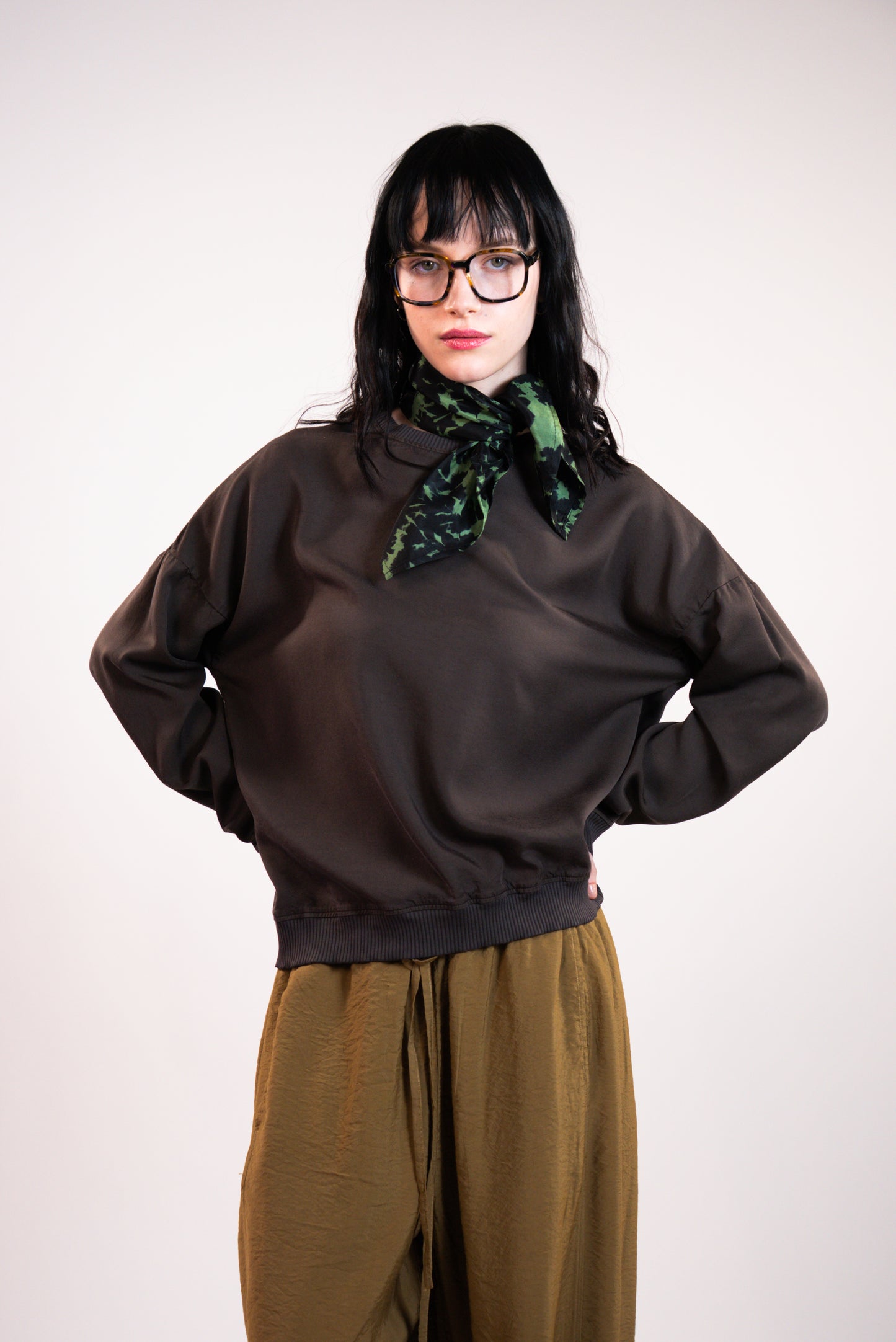 NOUS antwerp CHLOE TOP vintage overdye chocolate