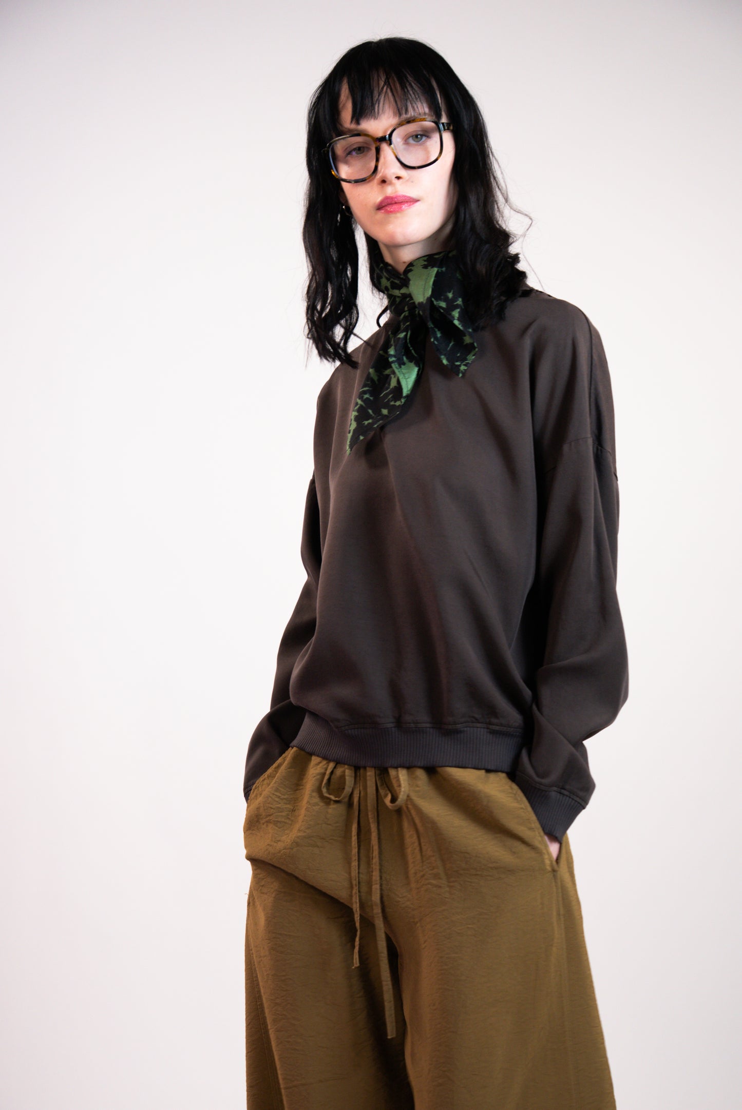NOUS antwerp CHLOE TOP vintage overdye chocolate