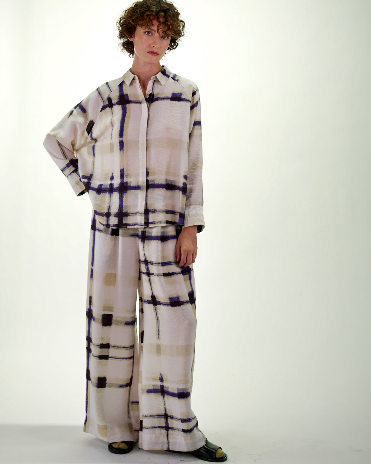 NOUS antwerp CHRISTA BLOUSE plaid print cream