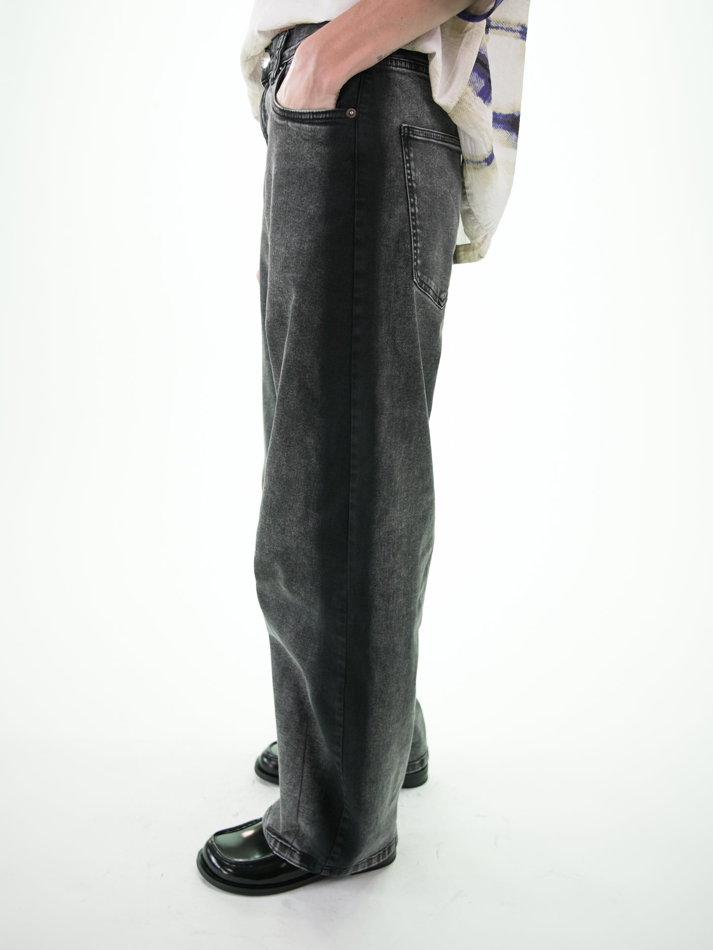 NOUS antwerp DANNY washed black PANTS side brush blackish