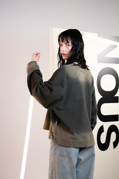 NOUS antwerp FRANCES ZIP SWEATER light mud
