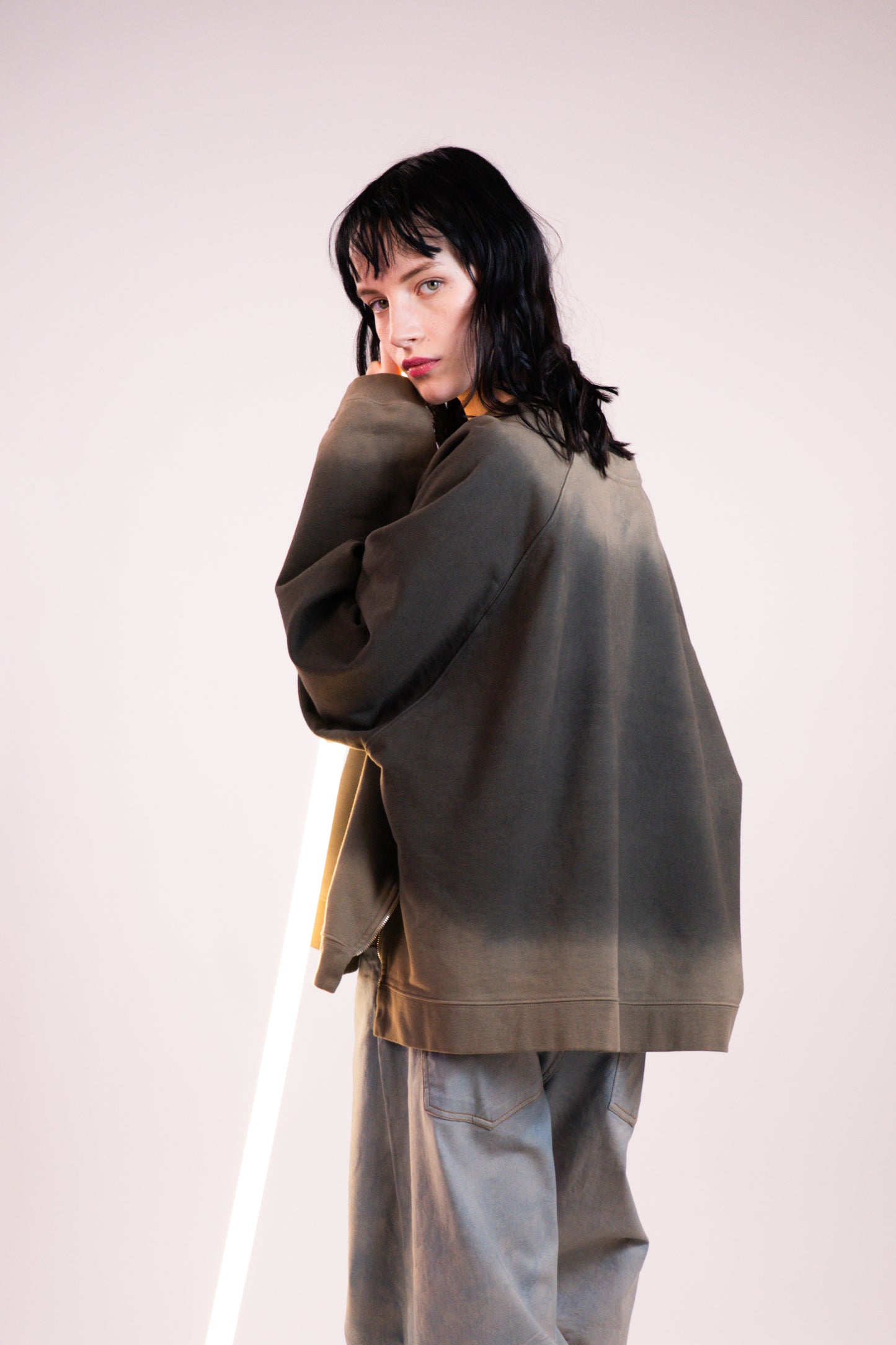 NOUS antwerp FRANCES ZIP SWEATER light mud
