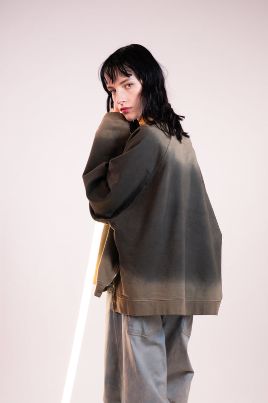 NOUS antwerp FRANCES ZIP SWEATER light mud