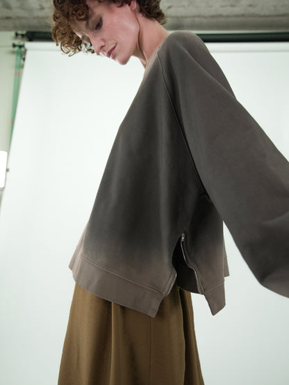 NOUS antwerp FRANCES ZIP SWEATER light mud