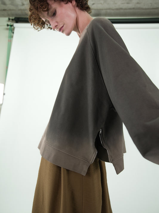NOUS antwerp FRANCES ZIP SWEATER light mud