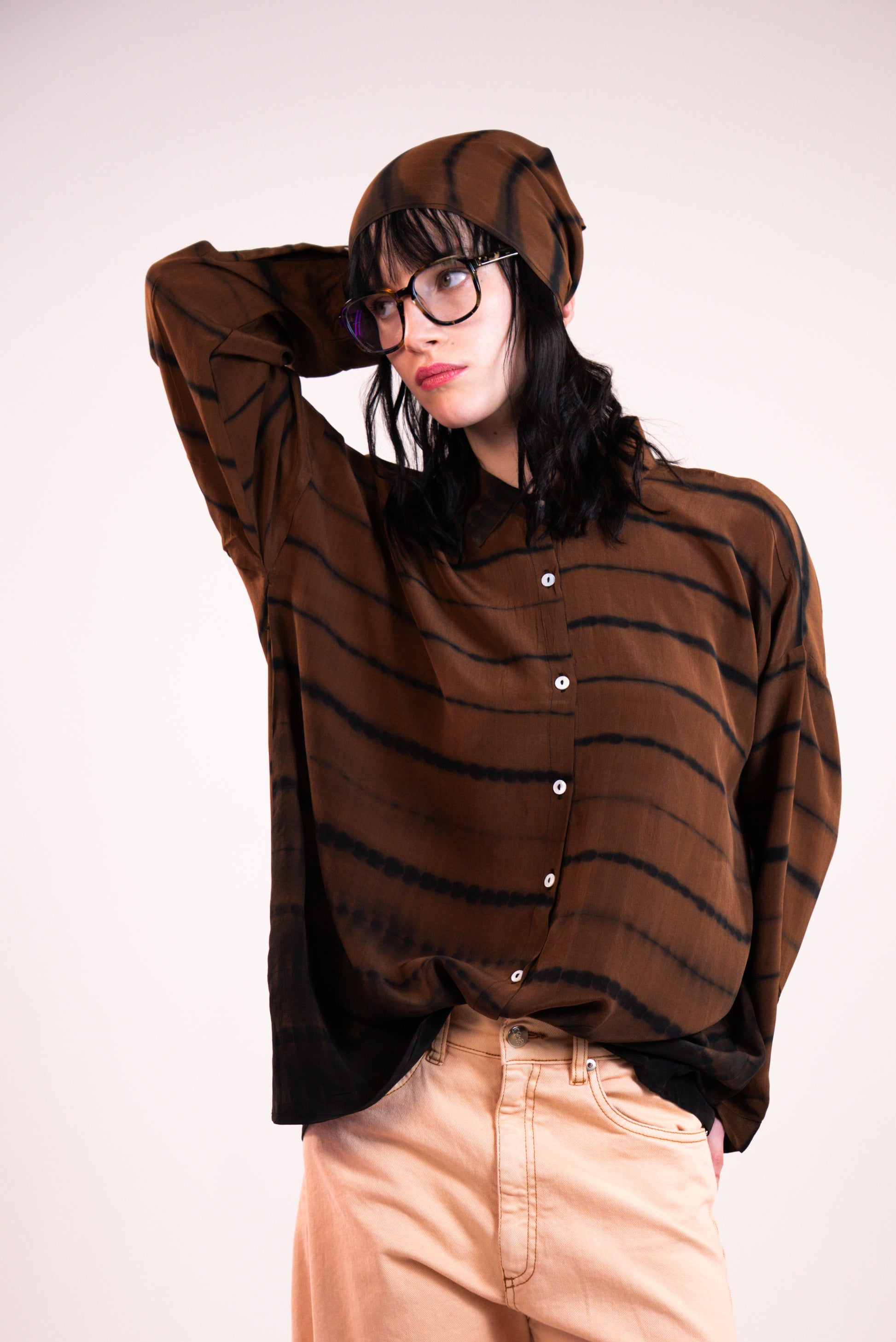 NOUS antwerp KEIKO BLOUSE ladder chocolate