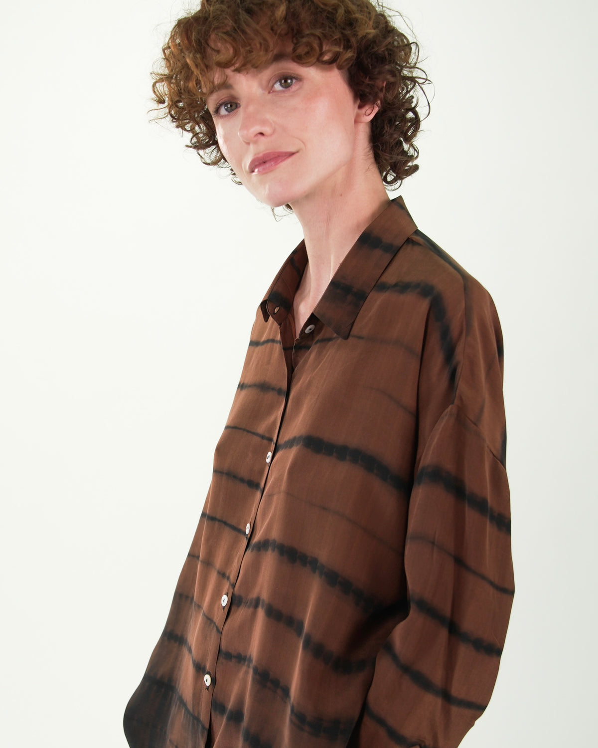 NOUS antwerp KEIKO BLOUSE ladder chocolate