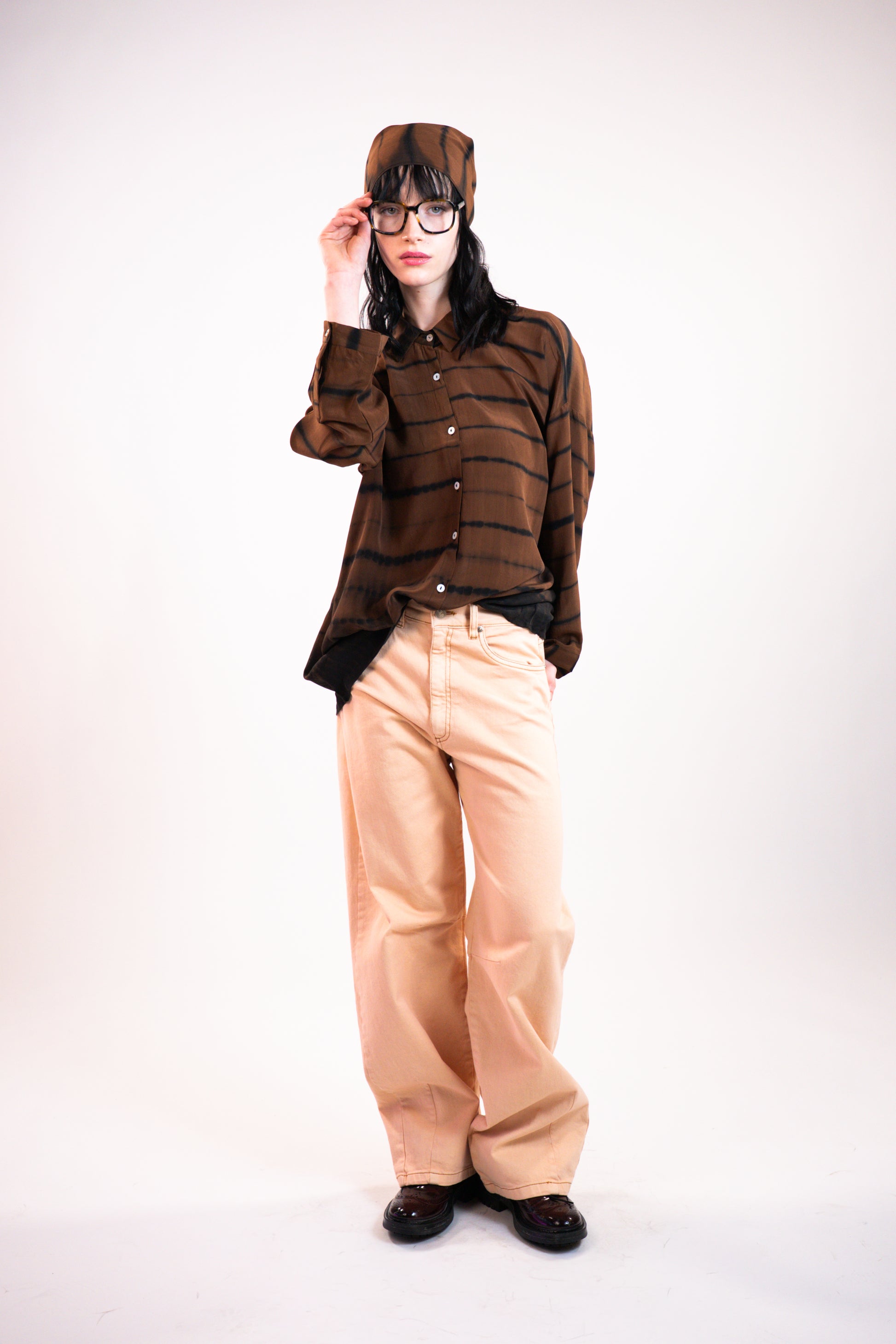 NOUS antwerp KEIKO BLOUSE ladder chocolate