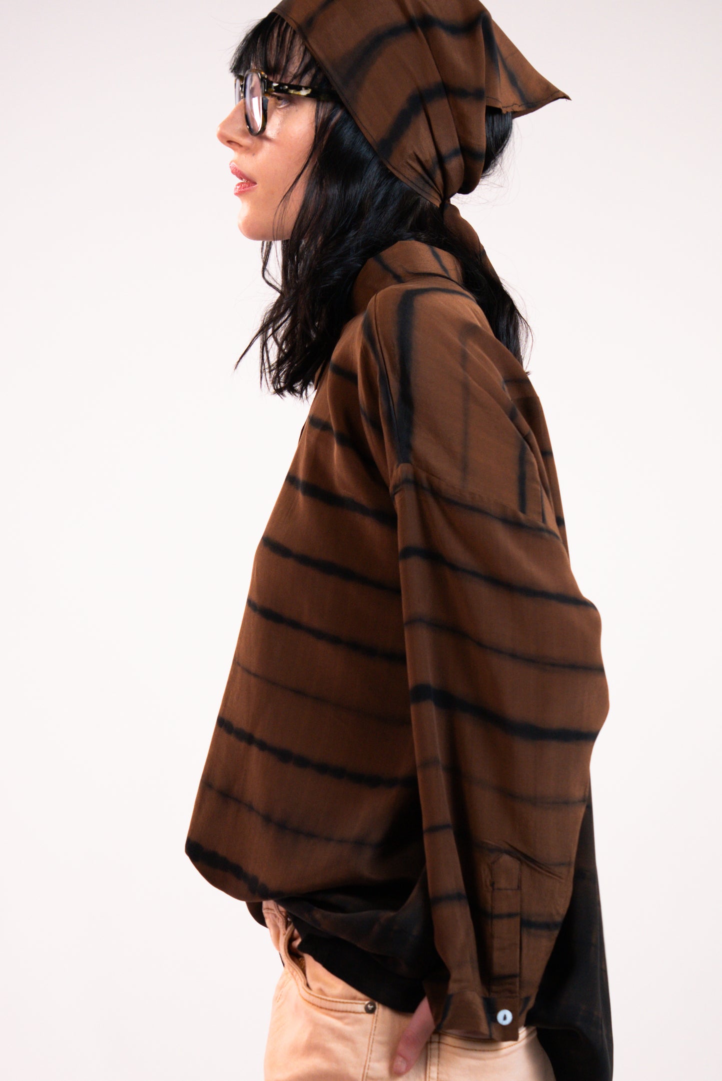 NOUS antwerp KEIKO BLOUSE ladder chocolate