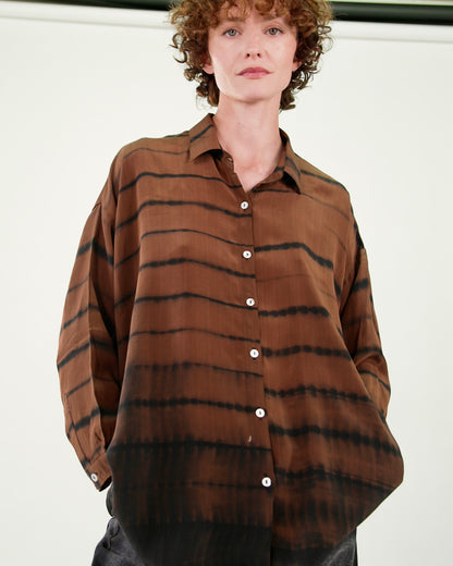 NOUS antwerp KEIKO BLOUSE ladder chocolate
