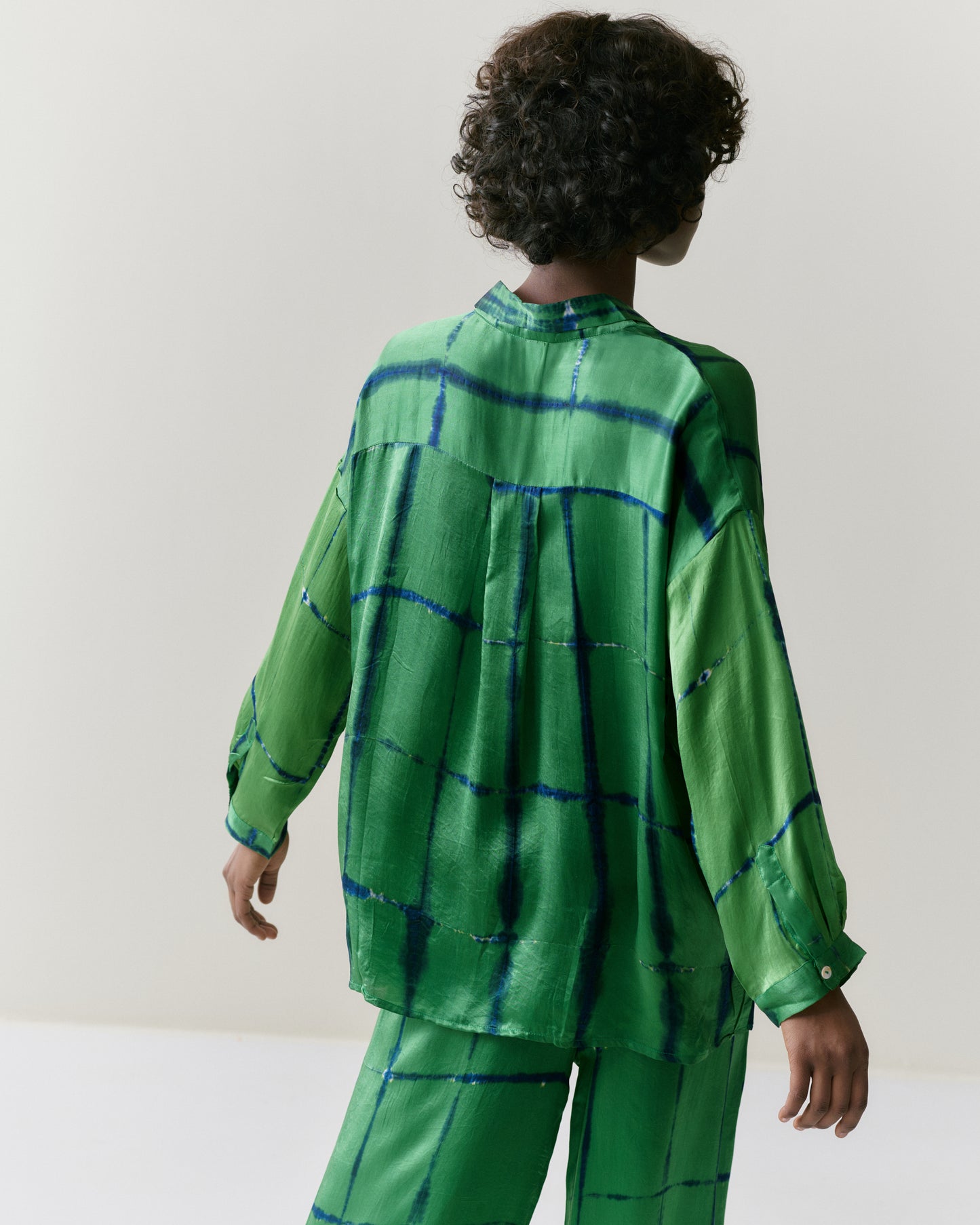 NOUS antwerp KEIKO silk satin BLOUSE ladder apple