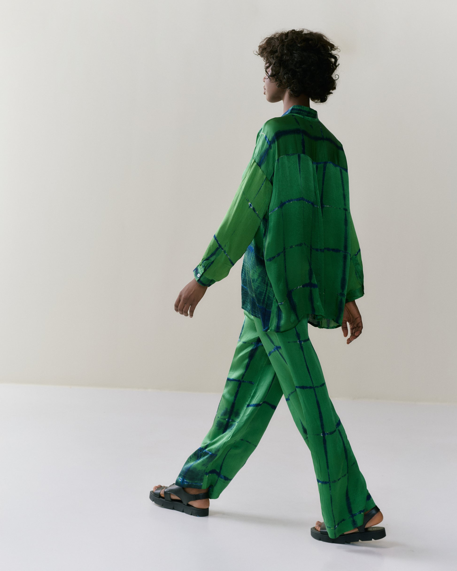 NOUS antwerp KEIKO silk satin BLOUSE ladder apple