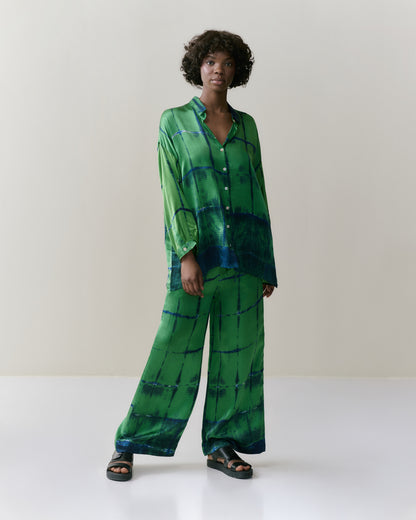NOUS antwerp KEIKO silk satin BLOUSE ladder apple