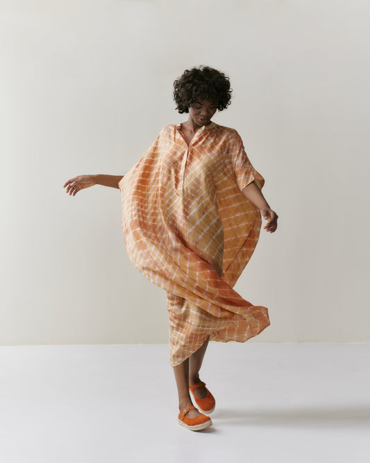 NOUS antwerp LORE silk KAFTAN cross peach