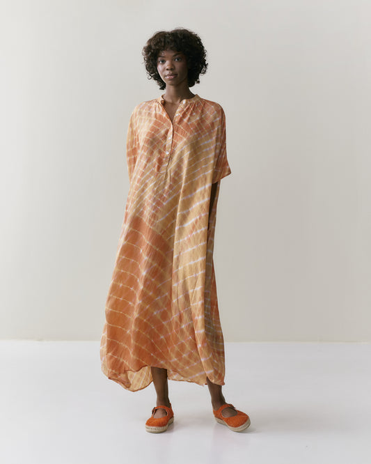 NOUS antwerp LORE silk KAFTAN cross peach