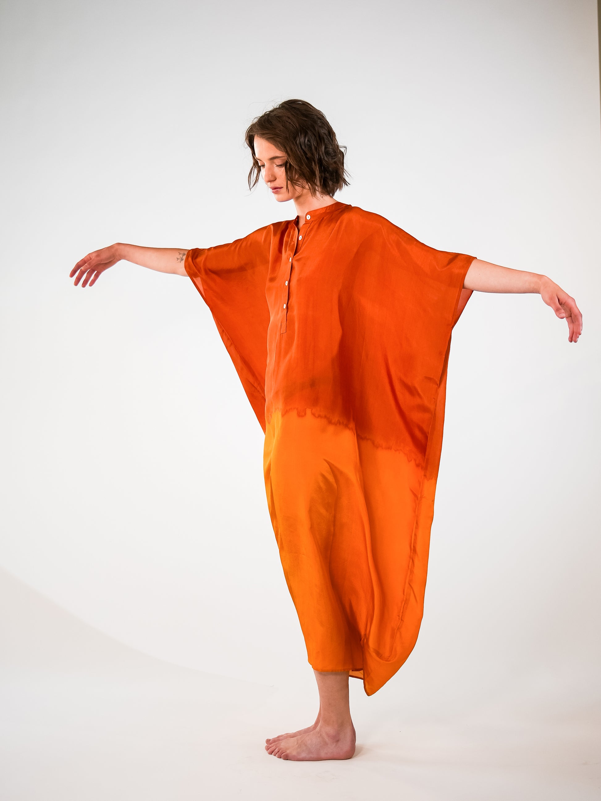 NOUS antwerp LORE silk KAFTAN degrade terra