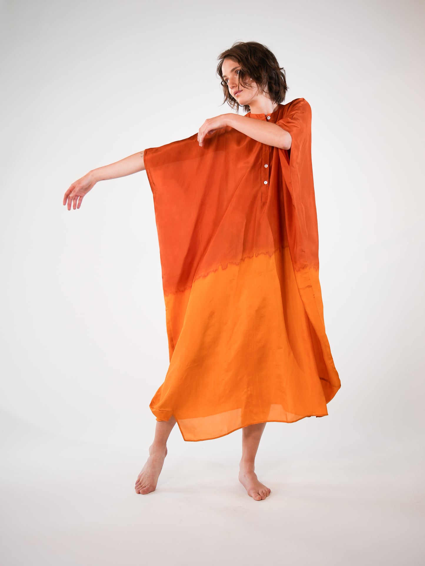 NOUS antwerp LORE silk KAFTAN degrade terra