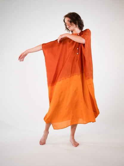 NOUS antwerp LORE silk KAFTAN degrade terra