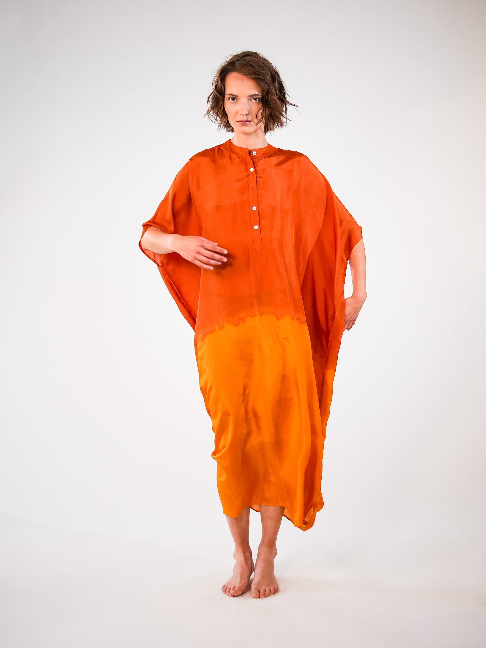 NOUS antwerp LORE silk KAFTAN degrade terra