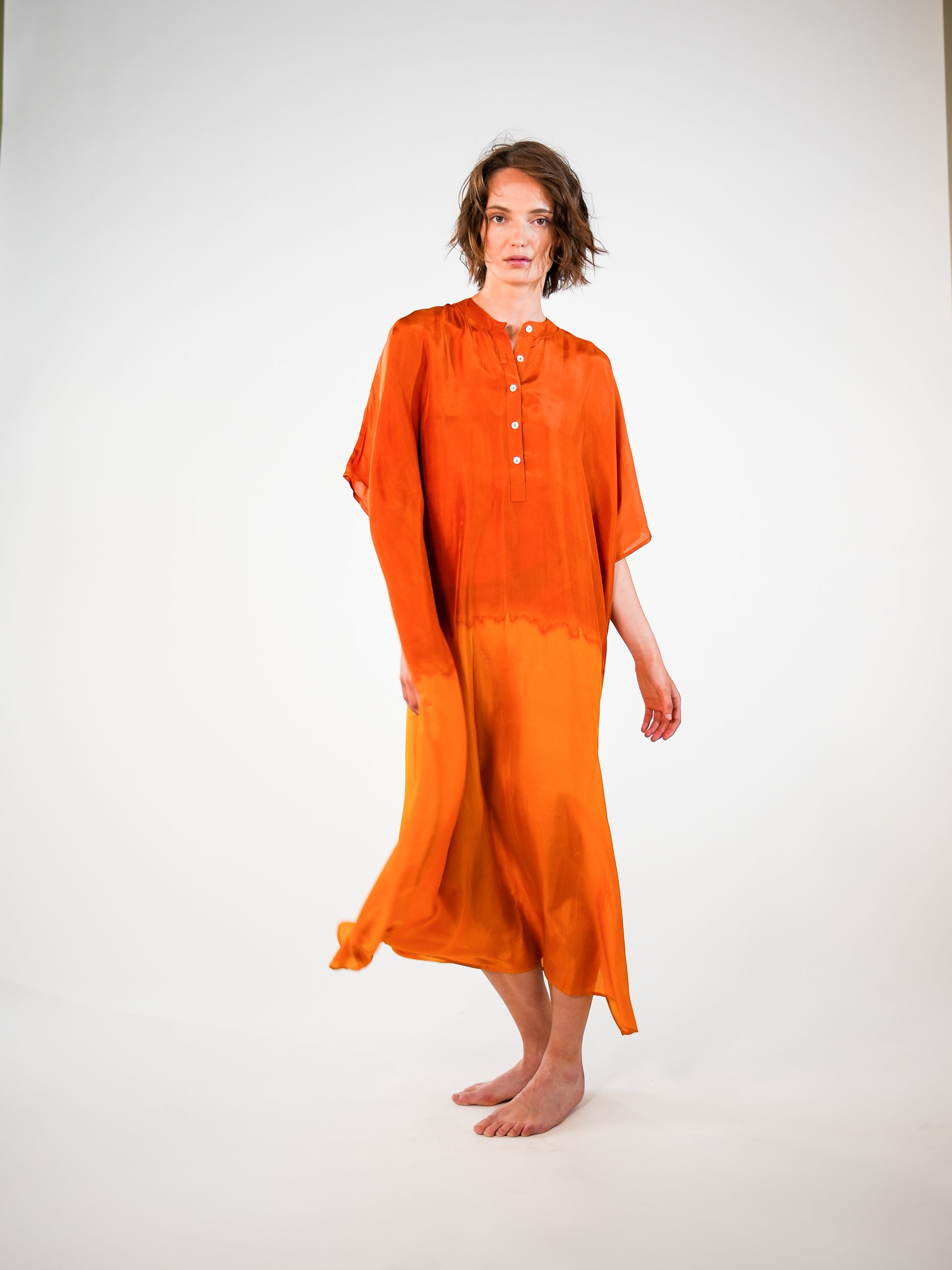 NOUS antwerp LORE silk KAFTAN degrade terra