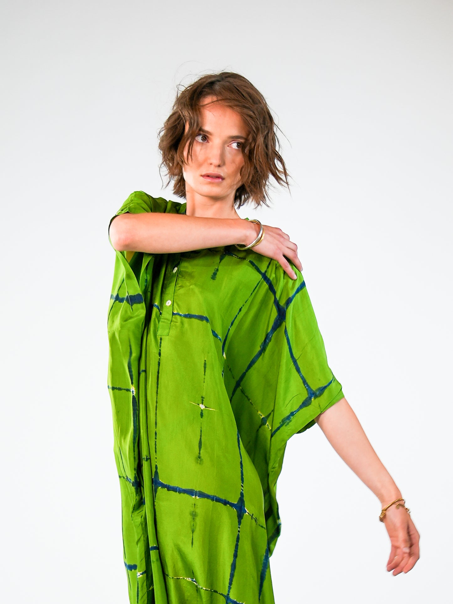 NOUS antwerp LORE silk KAFTAN ladder apple