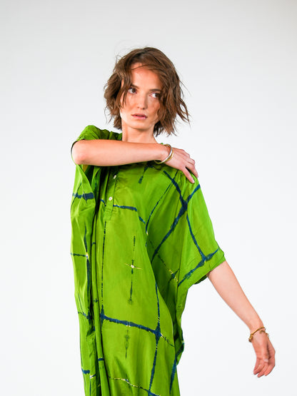 NOUS antwerp LORE silk KAFTAN ladder apple