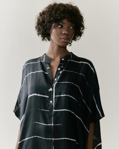 NOUS antwerp LORE silk KAFTAN ladder blackish