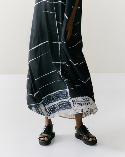 NOUS antwerp LORE silk KAFTAN ladder blackish