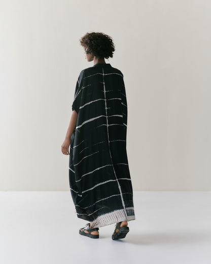 NOUS antwerp LORE silk KAFTAN ladder blackish