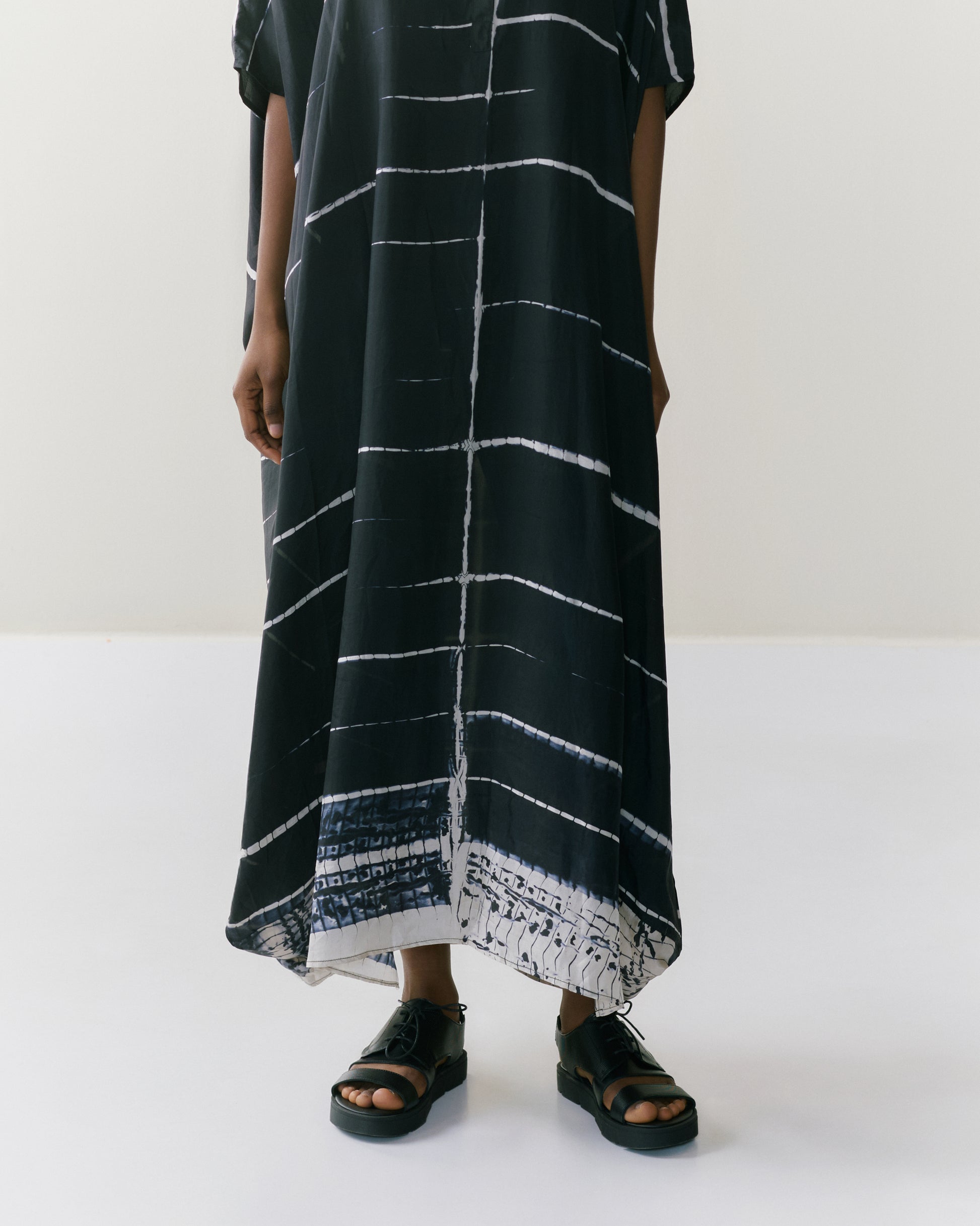 NOUS antwerp LORE silk KAFTAN ladder blackish