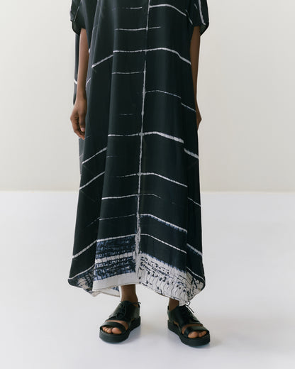 NOUS antwerp LORE silk KAFTAN ladder blackish