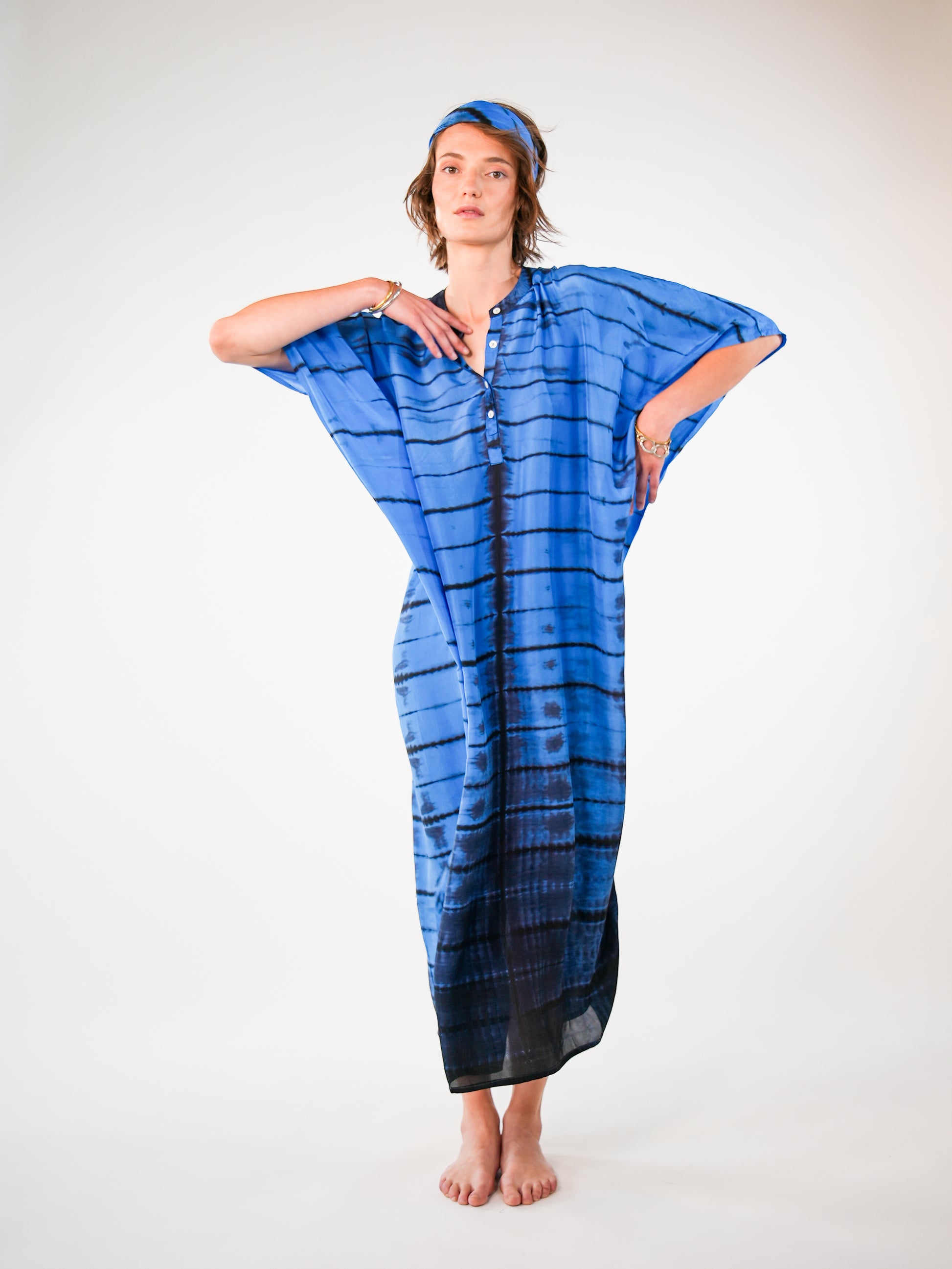 NOUS antwerp LORE silk KAFTAN ladder santorini
