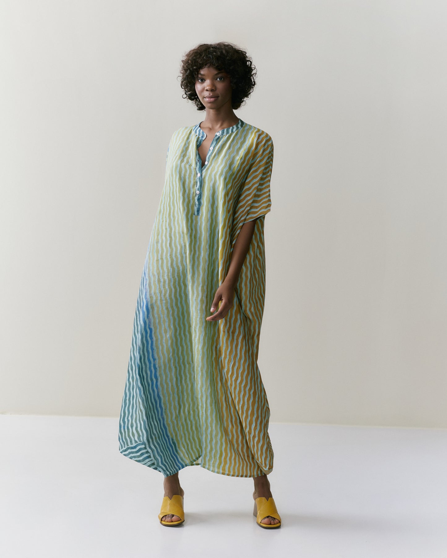 NOUS antwerp LORE silk KAFTAN river sage
