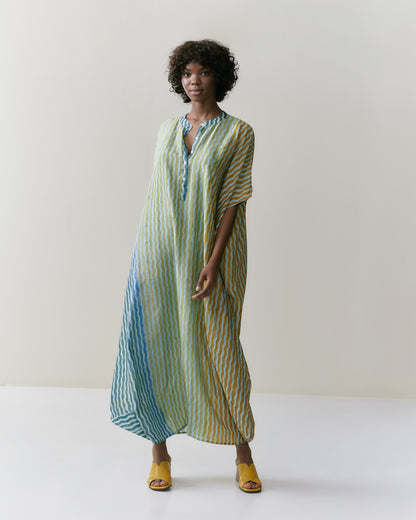 NOUS antwerp LORE silk KAFTAN river sage