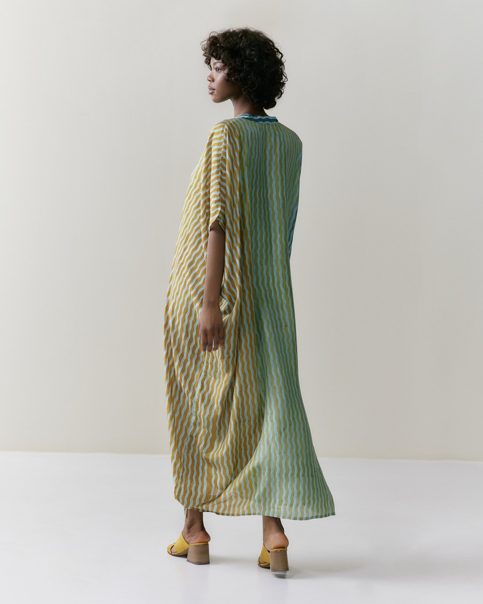 NOUS antwerp LORE silk KAFTAN river sage