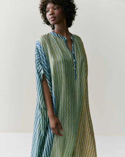 NOUS antwerp LORE silk KAFTAN river sage